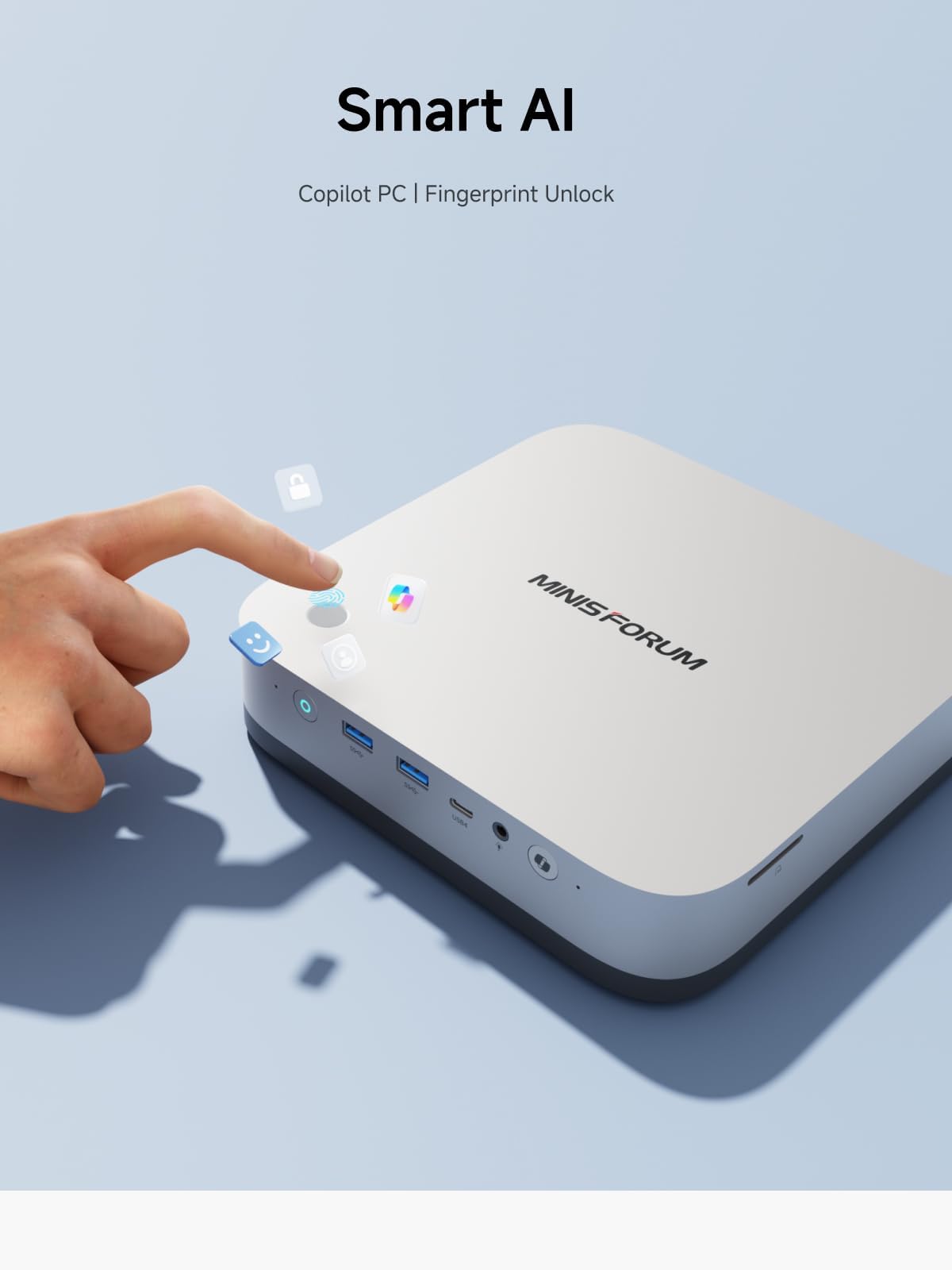 MINISFORUM Mini PC AI X1 Pro Barebone with AMD Ryzen AI 9 HX370(12C/24 T)&AMD Radeon 890M Mini Gaming PC,8K Quad Output(HDMI+DP+2xUSB4),Dual 2.5 LAN/WIFI7/BT5.4/Oculink,Copilot PC(NO RAM/SSD/OS) — view 7