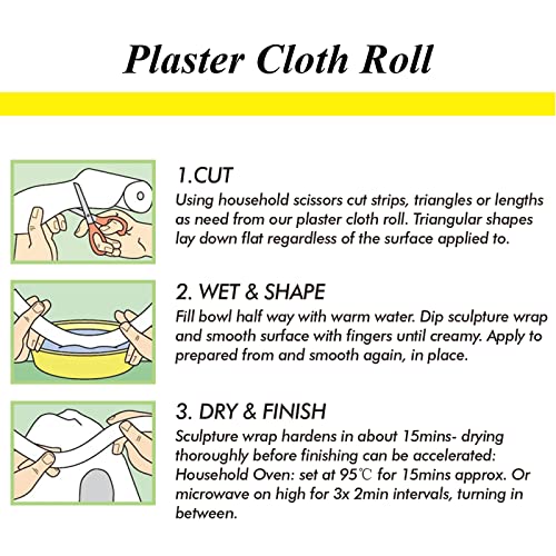 Image of 4 Pack 4'' x180'' Plaster Cloth Gauze Bandages Rolls, 500gsm Plaster Strip | for Craft Projects, Mask Making, Belly Casts, Body Molds