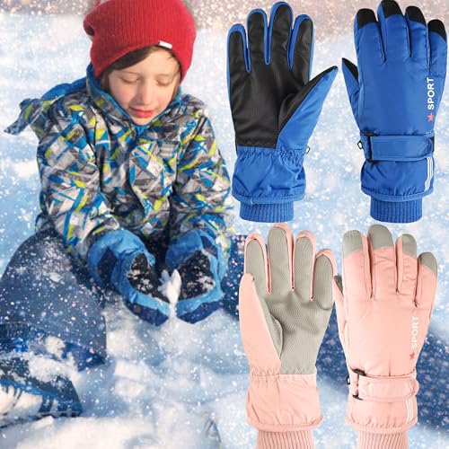 Image of UTOWO Kids Winter Cold Weather Ski Gloves Boy-Girl Warm Windproof Snow Gloves for Snowboarding Sledding Cycling Toddler 3-6T
