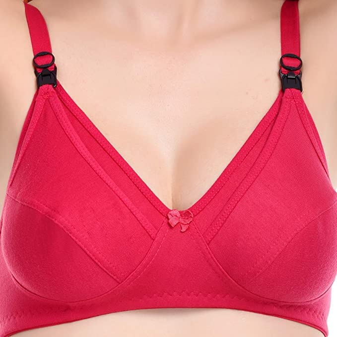 Image of SHINOWHITE Feeding Bra Women's Non Padded Wire Free Maternity Bra Nursing /Maternity Bra - Milk Breastfeeding Bra