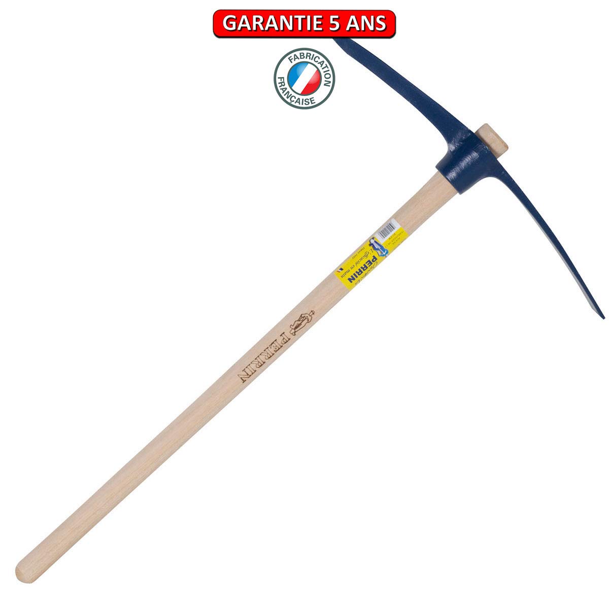 Outils Perrin Pioche Terrassier Oeil Rond avec Emmanché Droit 90, 2 kg