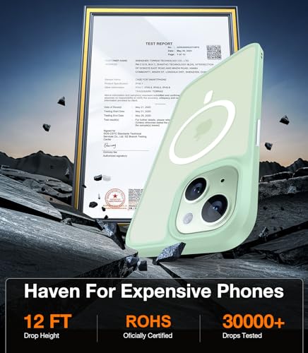 Image of TORRAS Magnetic for iPhone 15 Case iPhone 14 Case 6.1 inch, Compatible with MagSafe, Military Grade Drop Tested, Shockproof Hard Back Soft Edge Slim Protective Case for iPhone 15, Green
