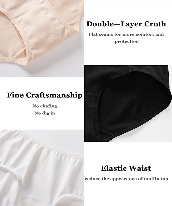 Image of LOURYN KOULYN Women's Breathable Cotton Underwear Hipster Panties for Daily Comfort 4-Pack