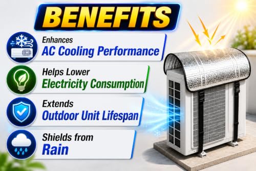 Image of AC Outdoor Unit Protector Cover | HEAVY DUTY | Waterproof Heat Insulated & Sun Protection | AC Outdoor Unit Cover | Air Conditioner Outer Compressor Shade for Split 1.5 & 2 Ton (Full Size)