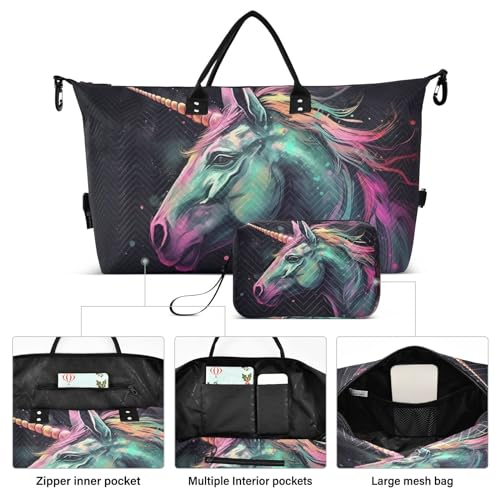 Large Travel Duffel Bag, Horse Head Abstruct Sports Tote Gym Bag, Shoulder Weekender Overnight Bag for Women Men, Carry On Luggage with Toiletry Bags2