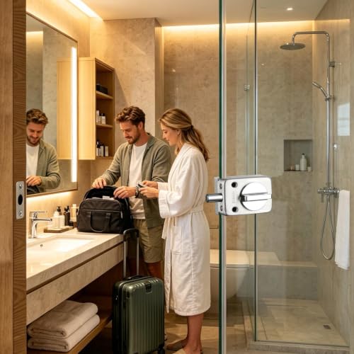 Serrure pour porte de douche en verre auto-adhésive robuste