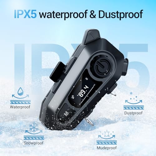 Image of EDYELL A1 Motorcycle Bluetooth Headsets, Smart LED Display Motorcycle Helmet Speakers, HD Calling and HiFi Music,Waterproof & Dustproof Helmet Headset,Group Communication System On Ear Headphones