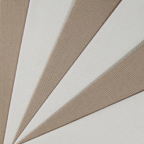 Image of KCS 4 /6 pc of 12 inch x 18 inch 30cmx45cm 16CT Counted Cotton Aida Cloth Cross Stitch Fabric (Cream+Khaki, 6 pc)