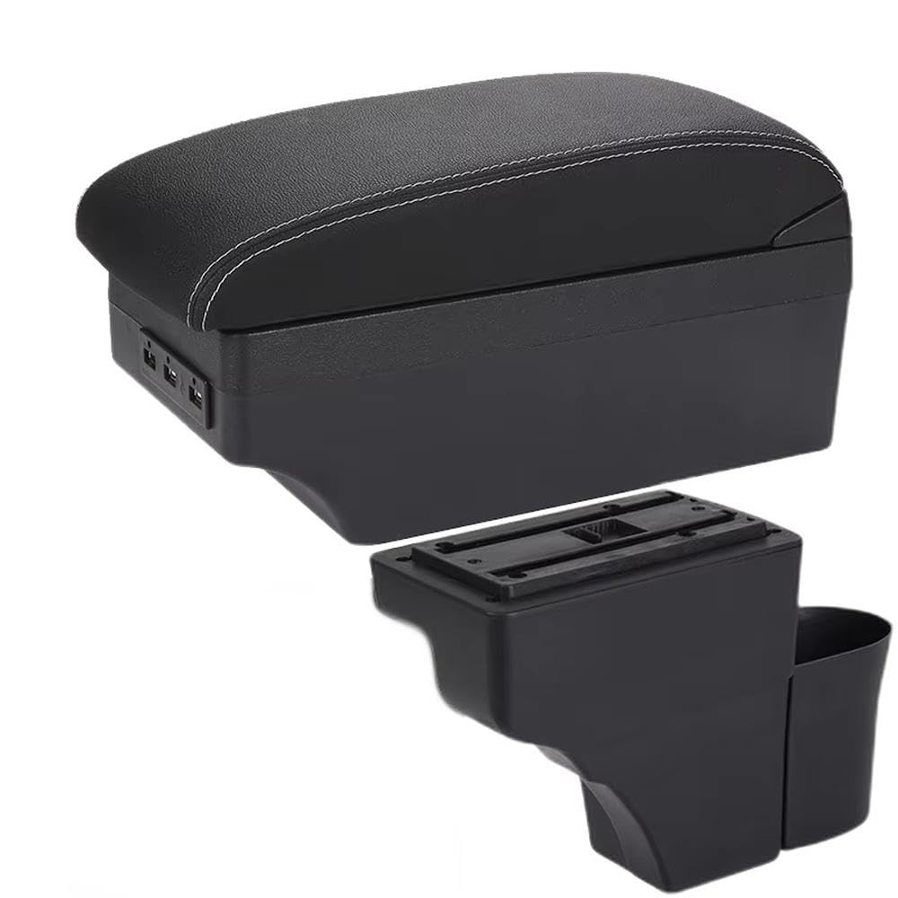For Nissan Note Car Armrest Box Interior Details Retrofit Parts Storage Box Ashtray Replacement Parts(A3 Black white 7USB)