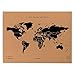 Miss Wood Map XL - Mapa del mundo de corcho, 60 x 90 cm, Negro
