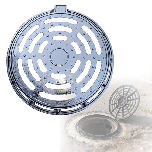 HOMEty - Cubierta para tanque séptico de hierro fundido con base de rejilla de drenaje, 70 x 80 cm, para suelos de hormigón, calzadas, patios e instalaciones de gas