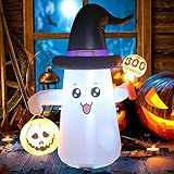 Halloween Blow Up Inflatable Cute Ghost with Dunces Cap and Boo Candy for Yard Outdoor Indoor Garden Lawn Decorations