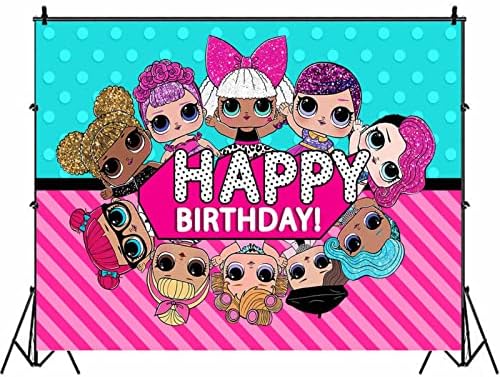 5x3ft Sweet Pink LOL Dolls Toy Surprise Girl Photography Backdrop for Baby Girls Happy 1st Birthday Party Banner Decor Baby Shower Photo Booth Studio Props