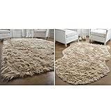 Gorilla Grip Faux Fur Rectangle Area Rug and Faux Fur Sheepskin Area Rug, Both in Beige Color, Both...