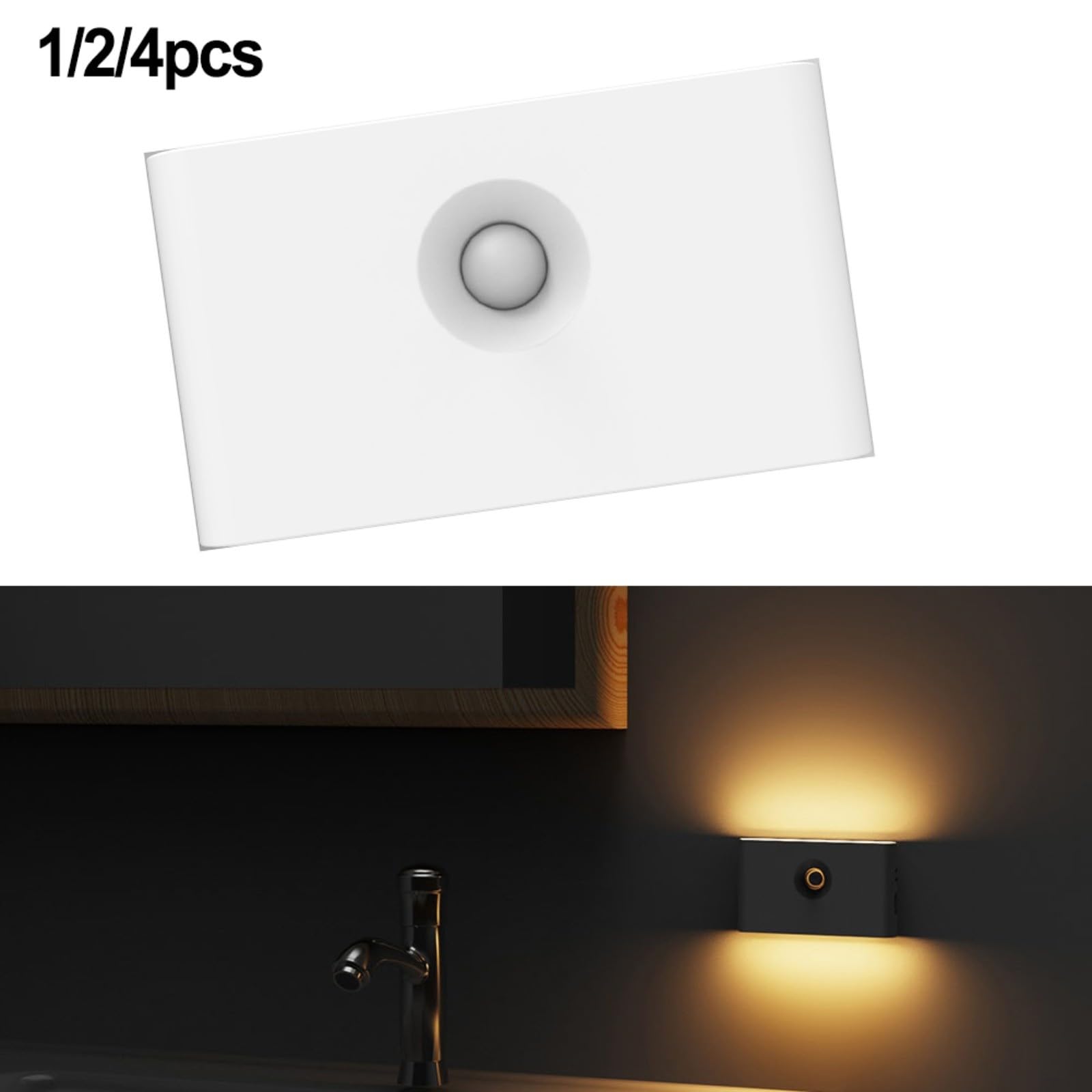 FUBESK Luce notturna a LED con sensore di movimento, ricaricabile tramite USB, 3 modalità, 2700 K, luce calda, installazione magnetica per scale, corridoi, camere da letto, bagni, batteria 400 mAh (4