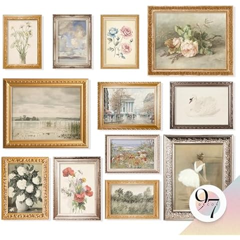 97 Decor Vintage French Decor For Home - French Country Wall Decor, French Wall Art Posters, Vintage Floral Pictures, Vintage Art Gallery Wall Prints Landscape Painting For Bedroom (Unframed) Cover
