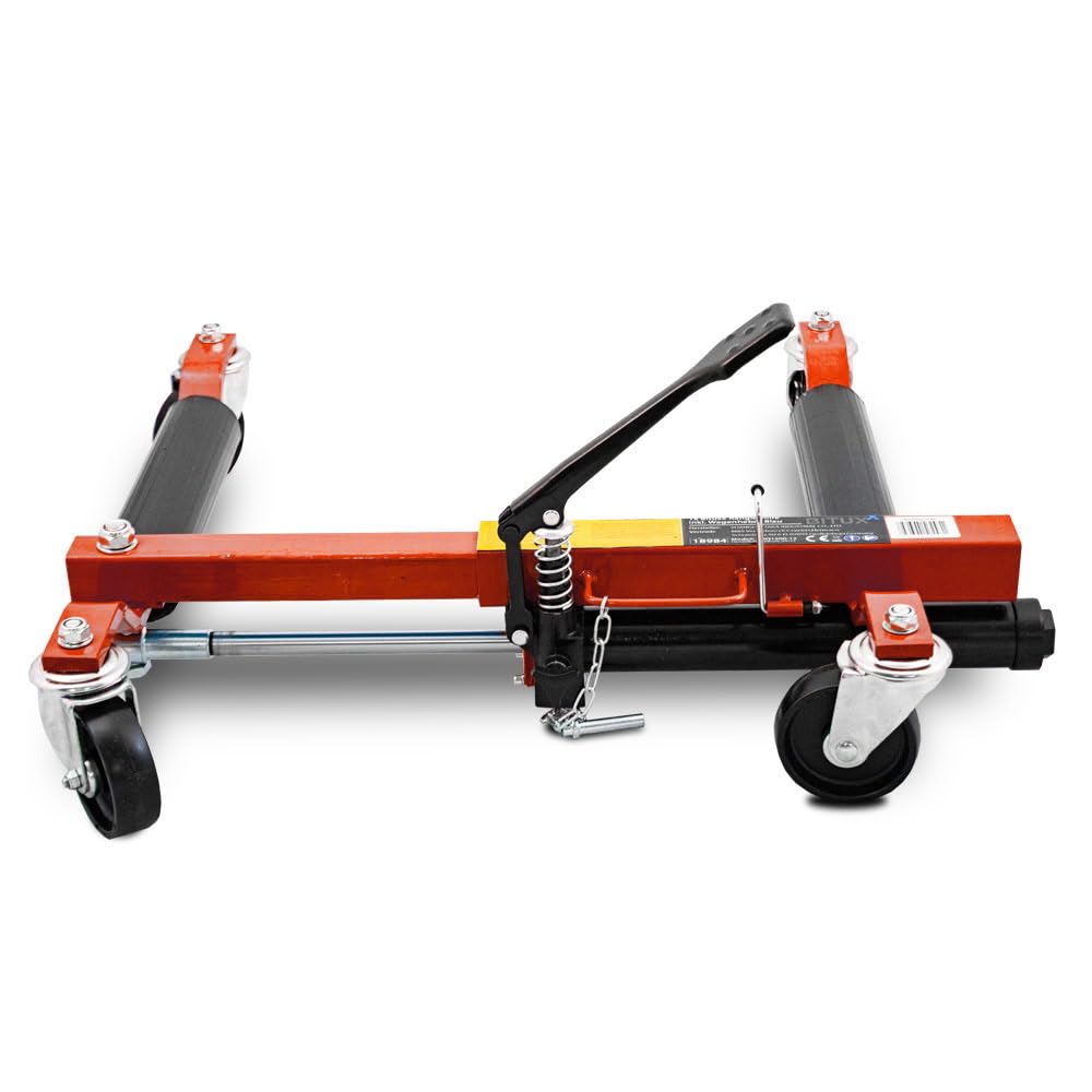 BITUXX 4 Stück PKW Rangierhilfe Rangierheber hydraulisch Wagenheber Auto Rangierroller Rangierheber belastbar bis 680 kg pro Rangierroller (Rot)