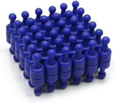 CMS Magnetics - 24-Pack Small NeoPin Blue Strong Neodymium Magnetic Push Pin for Dry Erase Whiteboards, Bulletins, Calendars, Refrigerator, Office, Kitchen, School, Classroom