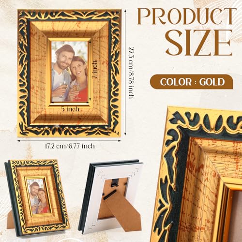 Image of 12 Pcs 2 x 3 Inch Black Gold Small Picture Frames Bulk Mini Vintage Antique Ornate Retro Baroque Photo Frames with Backboard for Wall Hanging Tabletop Home Decor Wedding Christmas Display