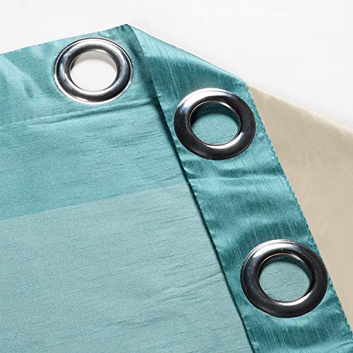 Image of Deco Window Polyester Blackout Striped Opaque Curtains 5 Feet Long Set Of 2, Room Darkening (Eyelet,Turquoise, 5Ft) Opaque Curtains For Bedroom And Living Room