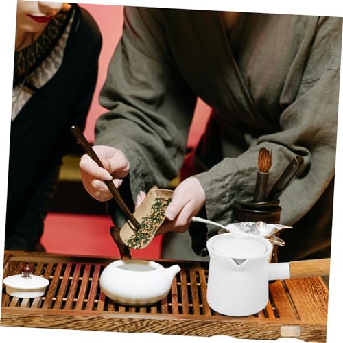 Alipis Teapot Ceramic Milk Pot Butter Warmer with Lid Wooden Handle Milk Pan Coffee Pot Milk Jug Sauce Pan Milk Warmer Small Cooking Pot for Milk Coffee Butter Sauce 350 ml - Image 4