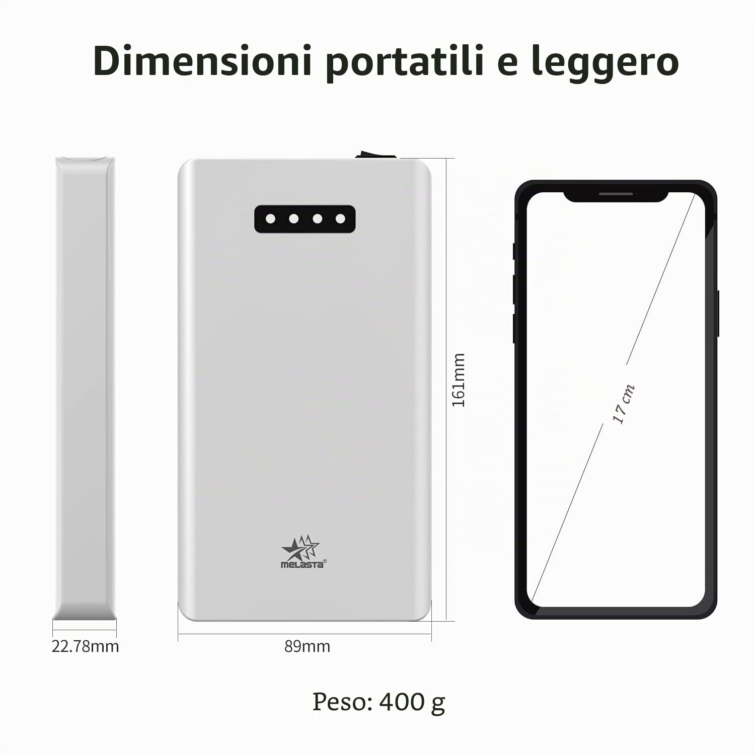 melasta Batteria Esterna 5200mAh 12V/5A/DC 9V/1.5A/DC 5V/2A USB Powerbank Compatibile con Display LED, 1 Ingressi e 3 Uscite Caricabatterie Portatile per Smartphone, Tablet, DVR auto, CCTV Telecamera