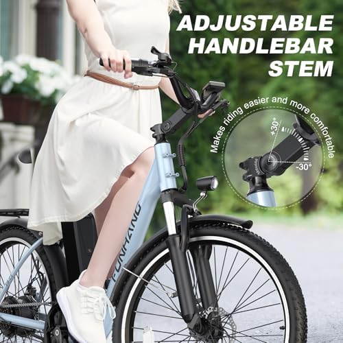 Funhang Electric Bike for Adults, 26" City Cruiser Ebike with 1000W Peak Motor, 20MPH 50 Miles Commuter Adult Electric Bicycles with 48V Battery, Adjustable Stem, 7-Speed, UL 2849 Certified — view 3
