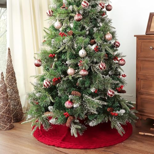 Limbridge Knitted Christmas Tree Skirt: 36 Inches Wine Red Tree Skirt thumb #3