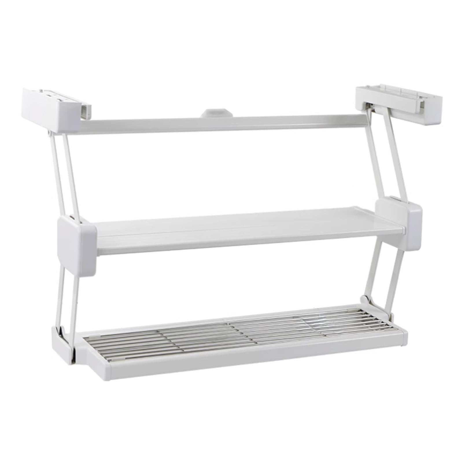 Zusammenklappbarer, wandmontierter Geschirrständer, teleskopierbarer Küchenaufbewahrungsständer, ausziehbarer Besteckhalter, platzsparender Geschirrtrockner (Weiß, 41 cm/16,1 Zoll)