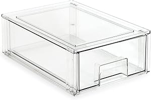 Stackable Shoe Storage Boxes by Isaac Jacobs | Medium Pull-Out Clear Plastic...