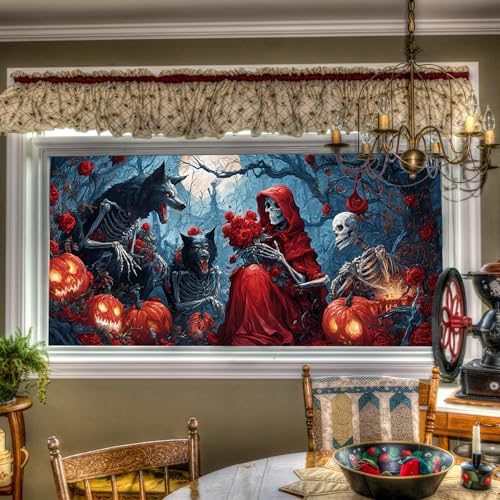 Vinilo decorativo para ventana calavera lobo HOMETITUTE miniatura 1