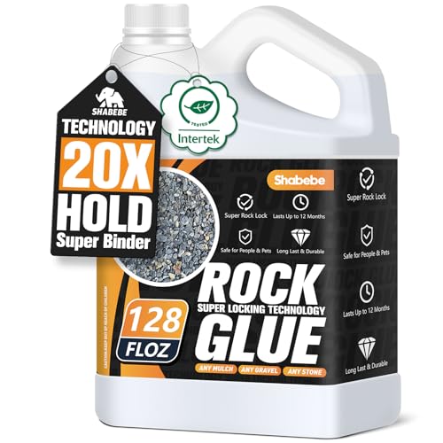 Shabebe Rock Glue for Landscaping, 1 Gallon 20X Mega Hold Mulch Hold Gravel Binder, Intertek Test Pea Gravel Stabilizer, Pet Safe Mulch Stone Adhesive for Walkways, Yards & Decorative Driveway Edges