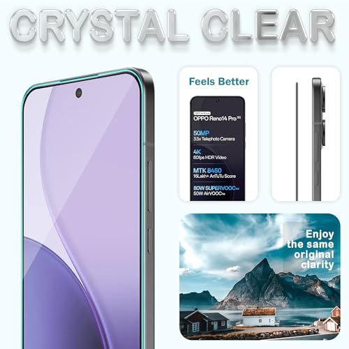 Image of ArmourPro Military Grade Gorilla Tempered Glass Compatible For Oppo Reno 14 Pro (6.83 Inch) With Easy Installation Kit for Smartphone| Edge-To-Edge Protector Coverage | Black, Pack of 2
