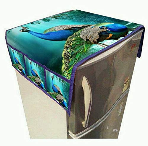 Image of Fridge Cover For Top (21 X 39 Inches) (Peacock Print)