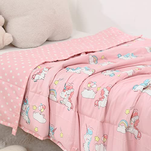 Alomidds Weighted Blanket (41"X60" 10Lbs, Pink), Weighted Blankets For Kids, Cooling Breathable Soft Cute Heavy Blanket Microfiber Material With Glass Beads #TOP3