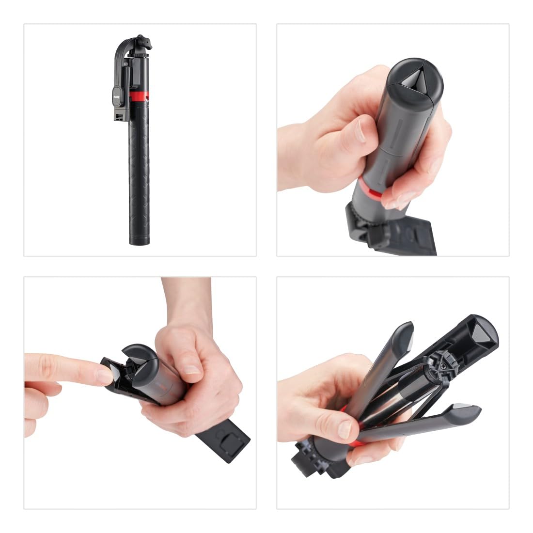 Hama selfkie stick (kij do zdjęć, kompaktowy, statyw, monopod, teleskopowy drążek, maks. 170 cm, Bluetooth) czarny