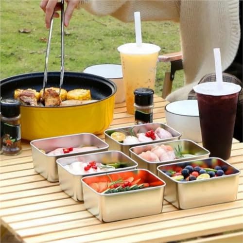 Bandeja rectangular de acero inoxidable como lonchera hermética para transportar comidas 5
