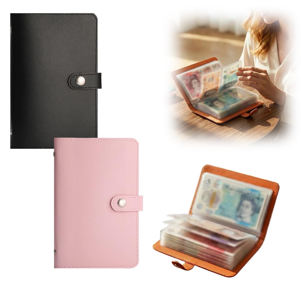 Savings Challenge Book (50 Pages), 2026 New 100 Envelopes Money Saving Challenge, Stylish Money Saving Wallet, Cash Budget Money Saving Book for Couples, Offices and Home (Pink, Black)