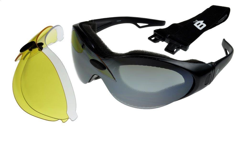 BirdzPhoenix Motorcycle Sunglasses/Goggles 3 Lens Kit ML - Anti-Fog, Shatterproof, Grey, Neutral
