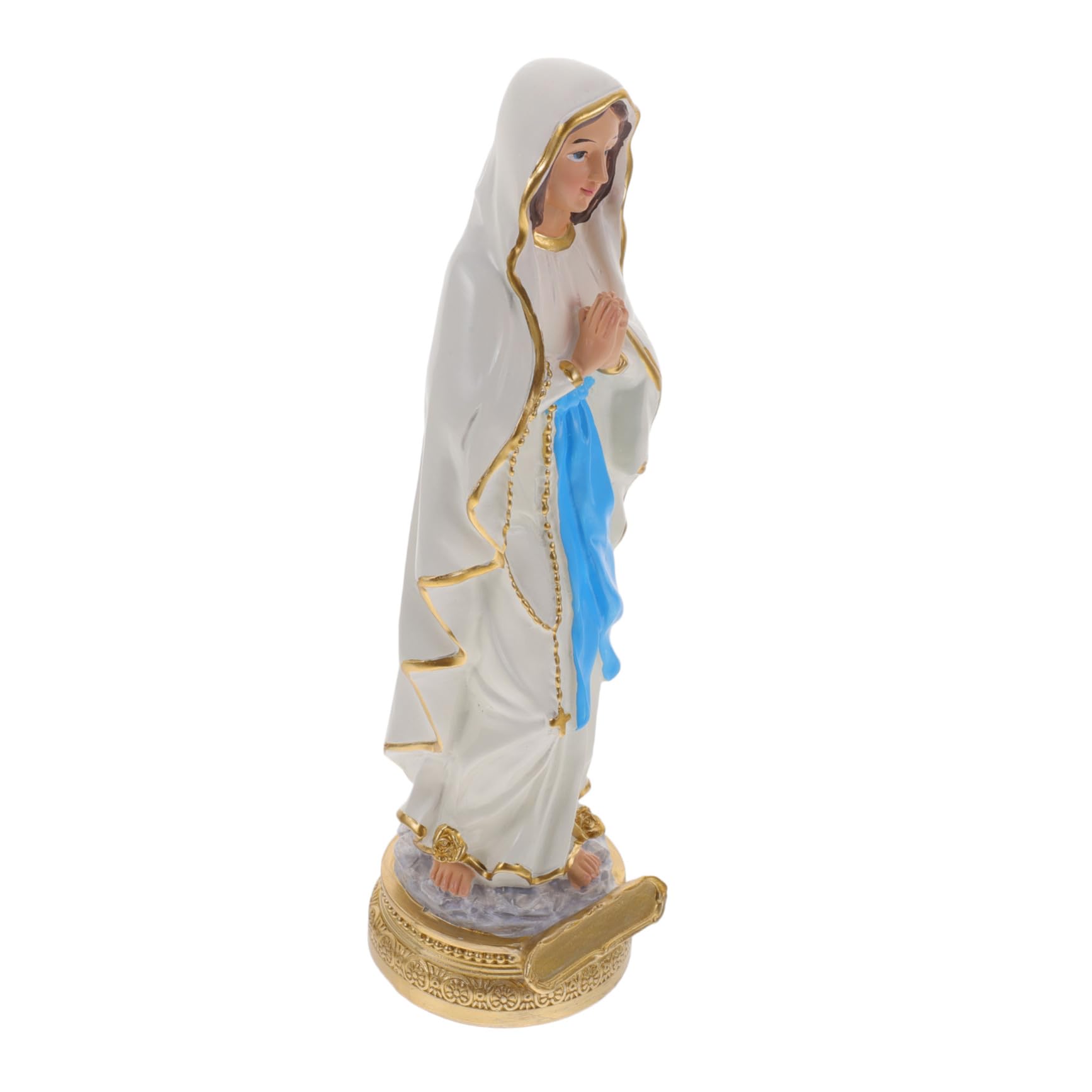 Katholische Marienstatue aus Weißem Kunstharz Dekorative Heiligenfigur für Innenraum und Fenster Spirituelle Deko für Christliche Wohnkultur