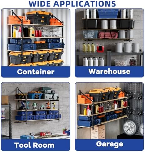 Noliven 2 PCS Shipping Container Shelving, 57.8” x 22” Hanging Cargo Shelving, Loads Capacity 800 Lbs Carbon Steel Universal Storage Racks, for Trailers, Garages, and Storage Containers — view 6
