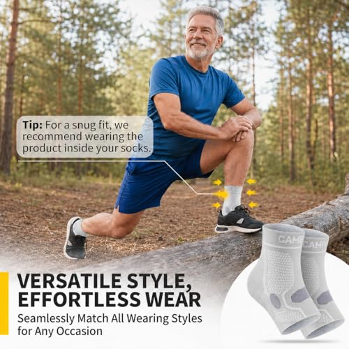 Image of CAMBIVO 1 Pair Ankle Compression Sleeve for Men & Women - Soft, Breathable Support for Plantar Fasciitis, Achilles Tendonitis, Swelling & Sports Recovery - Easy to Wear, All-Day Comfort Fit