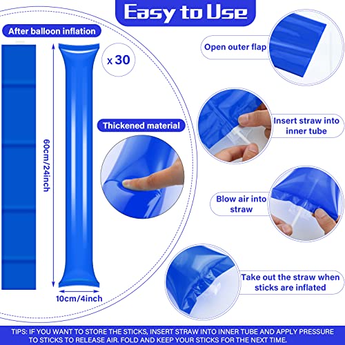 60 Pcs Cheerleading Thunder Sticks And Hand Clappers Cheering Noise Makers For Sporting Events Football Games School Dance Team Spirit Items Party Favors (Blue) #TOP2