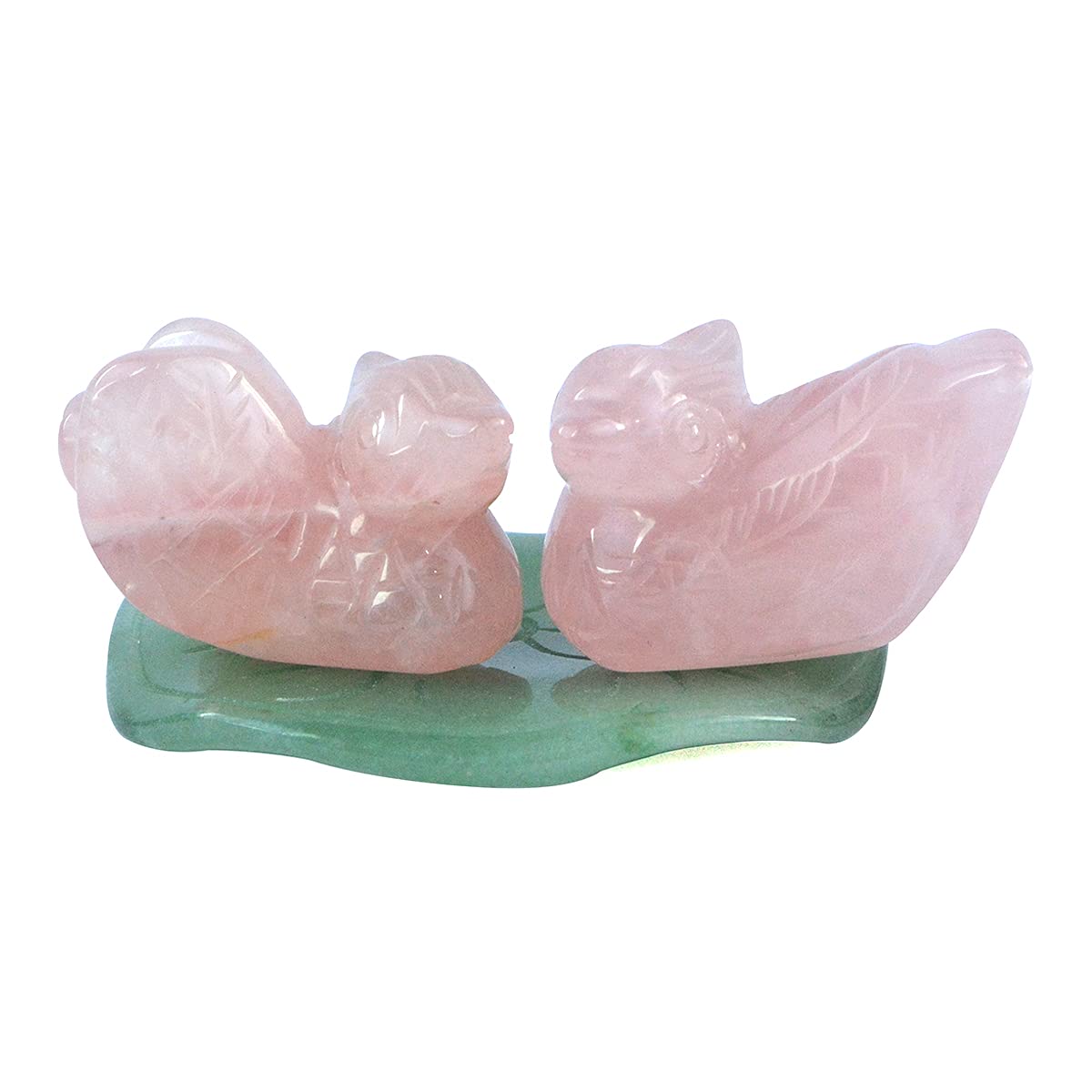 Reiki Crystal Products Crystu Rose Quartz Duck Pair Mandarin Ducks