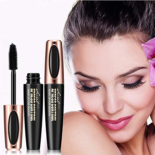 Natural 4D Silk Fiber Lash Mascara, Lengthening and Thick，fiber mascara, Long Lasting, waterproof mascara, All Day Exquisitely Lush, Full, Long, Thick, Smudge-Proof Eyelashes (Black)