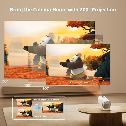 Image of Mini Projector, Portable Projector 4K & Full HD 1080P Support, 270 Rotation Outdoor Projector, Movie Projector Compatible with Smartphone, TV Stick, Laptop, PS4, HDMI, USB