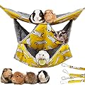 Pet Cage Hammock, 3-Layer Hamster Hanging Bed Plush Sugar Glider Cage Chinchilla Swing Nest Guinea Pig Nap Sack Warm Ferrets Hideout Accessories Toy for Small Animals Rat Rabbit Squirrel-L