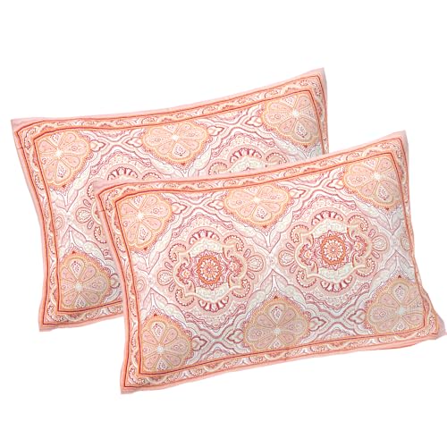 Image of Living Roots Jaipuri Hand Block Print Double Cotton Bedsheet & 2 Pillow Covers, for Mattress Upto 8 inches Thick, No Colour Bleeding, Pink Colour, Super King Size 96 * 104 inches, 150TC (579-A)