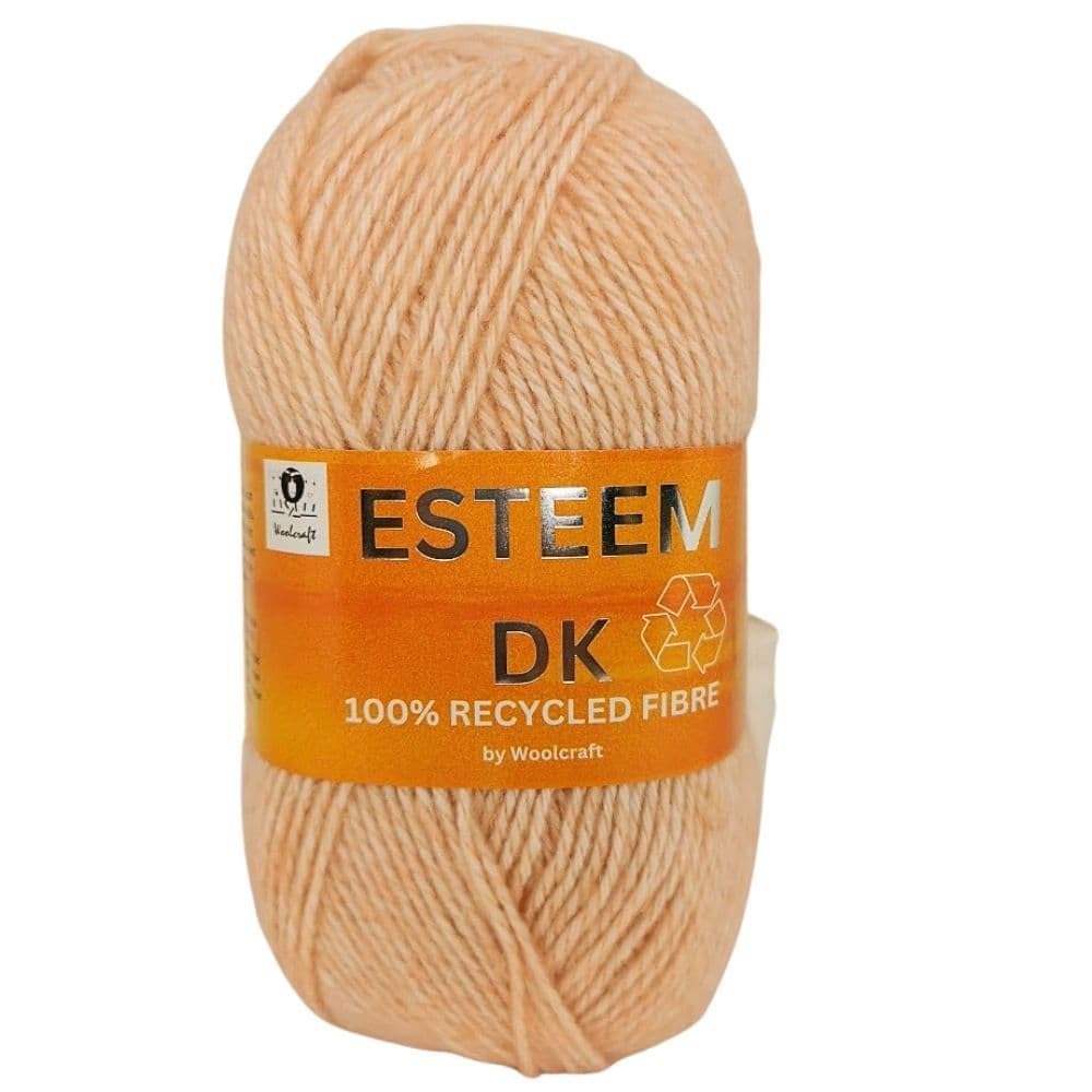 WoolCraft Esteem DK Knitting & Crochet Yarn, Great Value Recycled Yarn Available in Bright, Vibrant Colours, Soft and Smooth Yarm, 280 Metres, 100g Balls, Pack of 5, Peach Twist