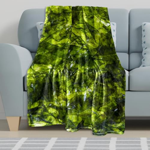 Couverture polaire feuille verte 150x100 cm plaid de canapé